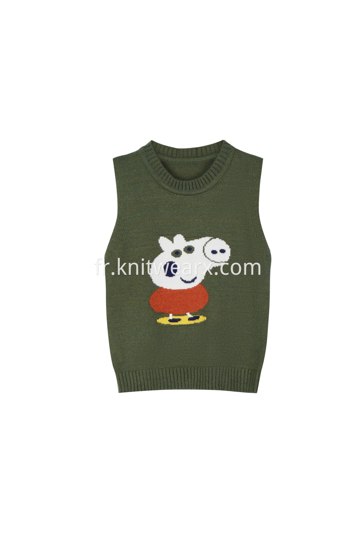 Boy's Lovely Peggy Crew Neck Jaquard Knitted Vest Pullover Sweater Top
